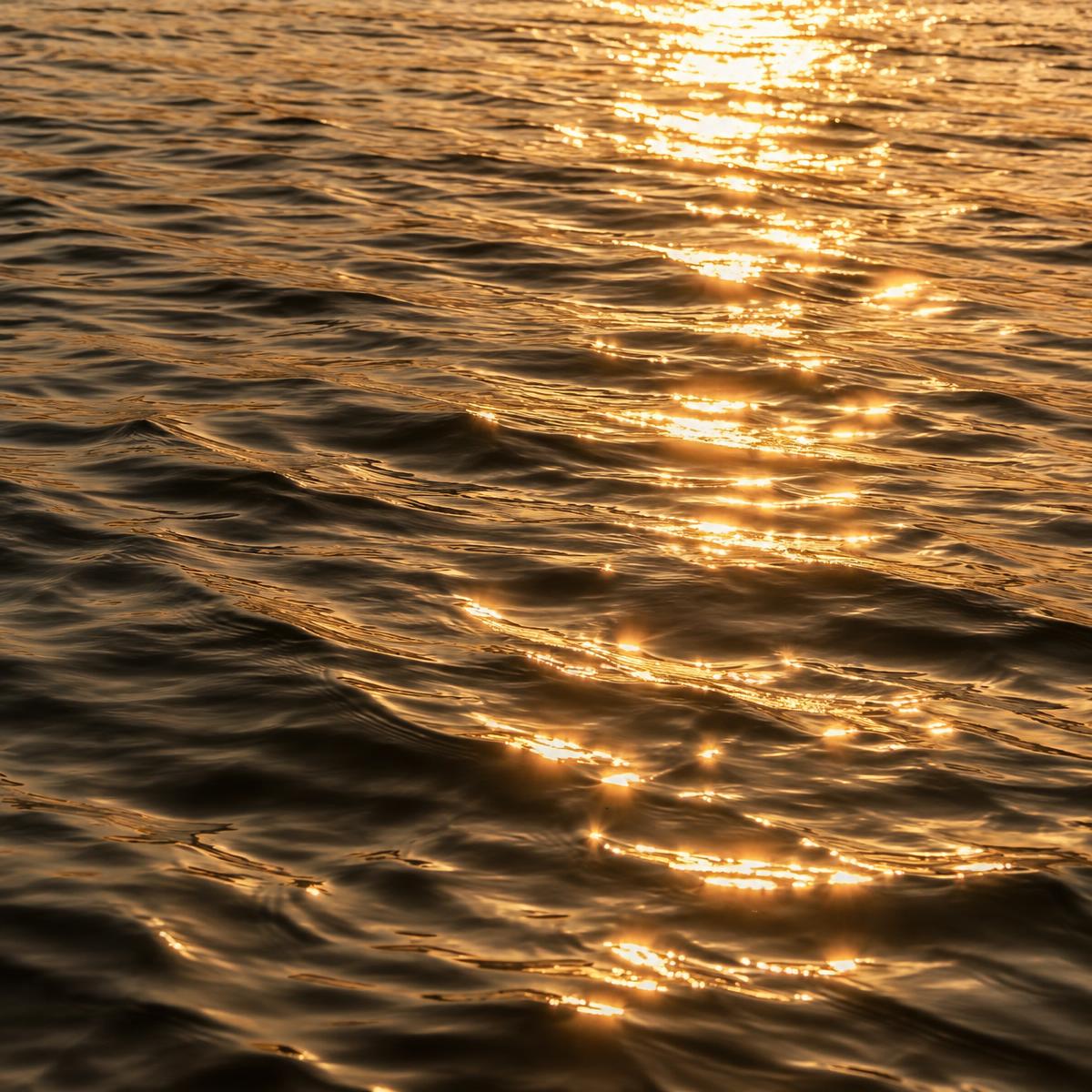 Sunlight rippling across lake water